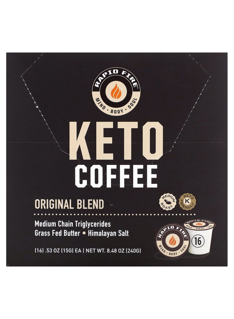 Keto Coffee Pods, Original Blend, Medium Roast, 16 Pods, 0.53 oz (15 g) Each